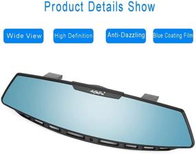 img 3 attached to 🚙 Enhance Your Car's Rear Visibility with Yoolight 12" Wide Angle Universal Curve Convex Rearview Mirror (Blue Mirror)
