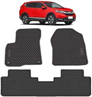 🚗 teddytt heavy duty rubber car mats compatible with crv 2017-2020, all weather custom fit front and rear floor liners with 3d high edge design to prevent dirt entry - set of 3 logo