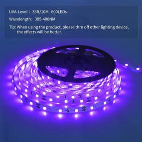 img 3 attached to 🎉 33ft LED Black Light Strip Kit: 600 Units, 385nm-400nm, 12V Flexible Blacklight Fixtures - Perfect for Indoor, Birthday, Wedding, Dark Party