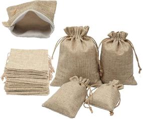 img 4 attached to 🎁 YUKUNTANG 20 Pcs Burlap Bags | Wedding Party Jewelry Favor Gift Candy Drawstring Pouch | Ideal for Arts, Crafts, Presents, Snacks | Perfect for Christmas, Thanksgiving | Size: 6.7&#34;X9&#34;