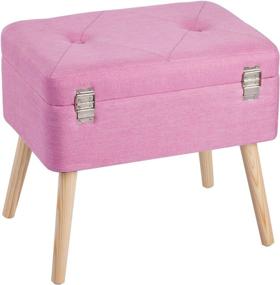 img 3 attached to 🔲 Modern Pink Storage Ottoman Container Bench with Detachable Wooden Legs and Safety Lock - Smart Portable Foot Rest Stool Seat, Perfect for Home and Travel - Edencomer Collection Suitcase