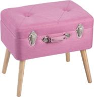 🔲 modern pink storage ottoman container bench with detachable wooden legs and safety lock - smart portable foot rest stool seat, perfect for home and travel - edencomer collection suitcase logo