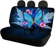 🦋 dolyues blue butterfly car back seat covers accessories for women - rear bottom bench covers & backrest cover - full set 2 pcs maple leaves flower cars seat protector pet paws covers logo