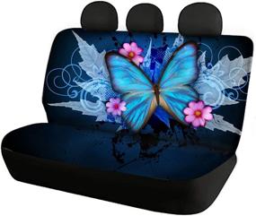 img 3 attached to 🦋 Dolyues Blue Butterfly Car Back Seat Covers Accessories for Women - Rear Bottom Bench Covers & Backrest Cover - Full Set 2 Pcs Maple Leaves Flower Cars Seat Protector Pet Paws Covers