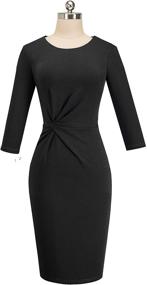 img 2 attached to 👗 Stunning VELJIE Women Vintage Wear to Work Knot Business Party Pencil Dress for Sophisticated Elegance