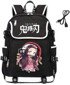 img 4 attached to 🎒 Anime Backpack for Students | Lanrena 3D Print School Bags with USB Charging Port | Waterproof Anime Travel Backpack ideal for Teens, Laptop, and Books | Style D