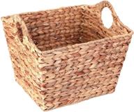 hyacinth rectangular storage baskets handles logo