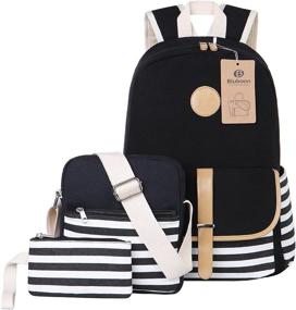 img 2 attached to BLUBOON Canvas Backpack Bookbags Shoulder: The Perfect Carry-All Companion for Style and Function