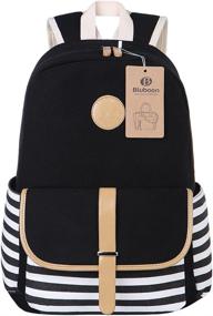 img 3 attached to BLUBOON Canvas Backpack Bookbags Shoulder: The Perfect Carry-All Companion for Style and Function