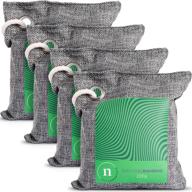 🎋 bamboo charcoal bags - 100% bamboo & linen odor absorber with dehumidifier for air purification, deodorization - 4 pack of 200g pouches logo