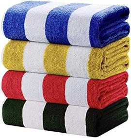 img 1 attached to 🏖️ QUBA Linen - 100% Cotton Beach Towels, Pack of 4, Cabana Stripe Beach Towel, Extra Large Pool Towels (30x60 inches), Highly Absorbent, Lightweight, Soft and Quick-Drying Swim Towels, Ideal for Parties and Guests