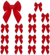 🎁 16 pack of red velvet christmas bows 5 x 7 inches - ideal for christmas wreaths, trees, garland, windows, large gifts - indoor/outdoor holiday decorations logo