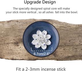 img 2 attached to Ceramic Incense Holder for Sticks - Handcrafted Bowl Ash Catcher Tray with Lotus Coil Design, 4.62 Inch, Dark Blue