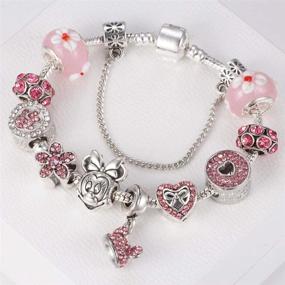 img 1 attached to 🐭 MIADEAL Minnie Mickey Mouse Pink Charms Bracelet for Pandora, Girls Womens DIY Costume Jewelry