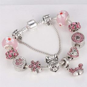 img 2 attached to 🐭 MIADEAL Minnie Mickey Mouse Pink Charms Bracelet for Pandora, Girls Womens DIY Costume Jewelry