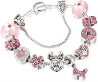 🐭 miadeal minnie mickey mouse pink charms bracelet for pandora, girls womens diy costume jewelry logo