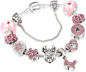 img 3 attached to 🐭 MIADEAL Minnie Mickey Mouse Pink Charms Bracelet for Pandora, Girls Womens DIY Costume Jewelry