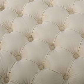 img 1 attached to 🪑 Ivory and Dark Brown Provence Modern Glam Button Tufted Velvet Ottoman