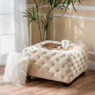 🪑 ivory and dark brown provence modern glam button tufted velvet ottoman logo