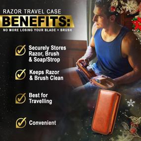 img 3 attached to ✈️ Brown Travel Razor Case - Elegant Safety, Straight, and Disposable Razor Case for Razor & Brush, Maintains Cleanliness, Travel Stylishly, Ideal Gift