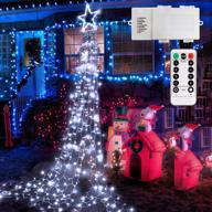 🎄 344 led star string lights fairy christmas - waterfall 13ft 3 x large d battery operated outdoor & indoor waterproof 8 modes & timer remote for christmas tree topper, holiday decorations (cool white) - stunning illumination for festive trees and décor! logo