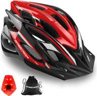 🚲 enhanced safety and convenience: basecamp specialized bike helmet with led light, removable visor, and portable bag - adjustable cycling helmet for adult men & women - road & mountain logo