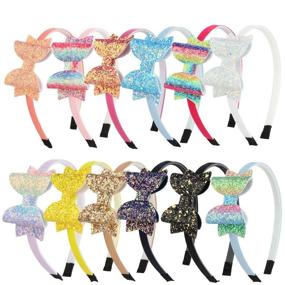 img 4 attached to 🎀 XIMA Girls Sequin Glitter Bow Headbands Pack of 12 - Cute Hair Accessories for Children, Perfect Back to School Hair Bands