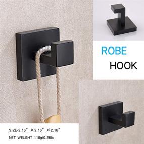 img 3 attached to 🛁 TASTOS 2-Pack Matte Black Bath Towel Hooks - Stainless Steel Robe Coat and Clothes Hook for Bathroom & Kitchen - Heavy Duty Wall Mount Hook - Modern Square Style (Black)