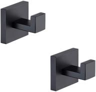 🛁 tastos 2-pack matte black bath towel hooks - stainless steel robe coat and clothes hook for bathroom & kitchen - heavy duty wall mount hook - modern square style (black) logo