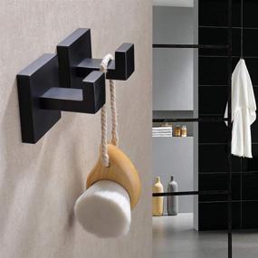 img 2 attached to 🛁 TASTOS 2-Pack Matte Black Bath Towel Hooks - Stainless Steel Robe Coat and Clothes Hook for Bathroom & Kitchen - Heavy Duty Wall Mount Hook - Modern Square Style (Black)