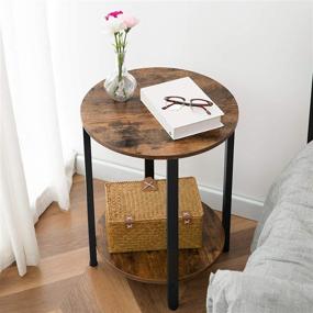 img 1 attached to Compact and Functional HOOBRO Round Side Table: Industrial 2-Layer Sofa Couch Table with Storage 🪑 Shelf – Stylish Accent for Small Spaces in Living Room or Bedroom - Rustic Brown (Model: BF58BZ01)