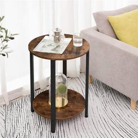 img 2 attached to Compact and Functional HOOBRO Round Side Table: Industrial 2-Layer Sofa Couch Table with Storage 🪑 Shelf – Stylish Accent for Small Spaces in Living Room or Bedroom - Rustic Brown (Model: BF58BZ01)