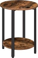 compact and functional hoobro round side table: industrial 2-layer sofa couch table with storage 🪑 shelf – stylish accent for small spaces in living room or bedroom - rustic brown (model: bf58bz01) logo