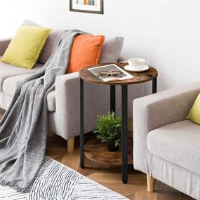 img 3 attached to Compact and Functional HOOBRO Round Side Table: Industrial 2-Layer Sofa Couch Table with Storage 🪑 Shelf – Stylish Accent for Small Spaces in Living Room or Bedroom - Rustic Brown (Model: BF58BZ01)