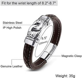 img 1 attached to Мужской кожаный браслет ZiMOJiE: стильный манжет с магнитной застежкой из нержавеющей стали для резкого выражения стиля