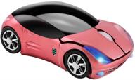 usbkingdom 2.4ghz pink wireless mouse: cool 3d sport car shape | ergonomic optical mice for pc laptop, kids, girls, small hands – usb receiver included logo