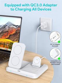 img 1 attached to 🔌 Convenient 3-in-1 Wireless Charging Station for iWatch, AirPods, and iPhone - Compatible with iPhone 12/11/X/Xs/XR/8, Galaxy S20/Note 10/S10