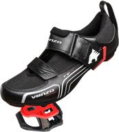 🚴 venzo men's road cycling triathlon shoes with clipless sealed bearing look delta compatible pedals and cleats - compatible with multiple systems: shimano spd, spd-sl, look keo, delta arc, crankbrother system logo