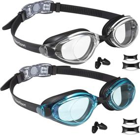 img 4 attached to 🏊 2-Pair Swim Goggles for Adults – Anti-Fog UV Protection, Shatter-Proof, Watertight Swimming Glasses for Men, Women, Youth, Teens