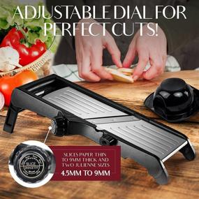 img 1 attached to 🥔 Adjustable Stainless Steel Mandoline Food Slicer with Waffle Fry Cutter - Perfect for Crinkle Cut Potato Chips, Vegetable Slicing, and Onion Cutting