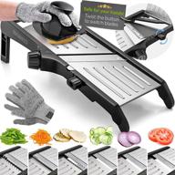 🥔 adjustable stainless steel mandoline food slicer with waffle fry cutter - perfect for crinkle cut potato chips, vegetable slicing, and onion cutting logo