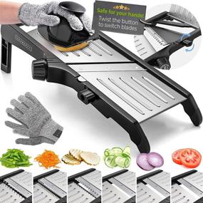 img 4 attached to 🥔 Adjustable Stainless Steel Mandoline Food Slicer with Waffle Fry Cutter - Perfect for Crinkle Cut Potato Chips, Vegetable Slicing, and Onion Cutting