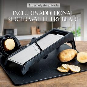 img 2 attached to 🥔 Adjustable Stainless Steel Mandoline Food Slicer with Waffle Fry Cutter - Perfect for Crinkle Cut Potato Chips, Vegetable Slicing, and Onion Cutting