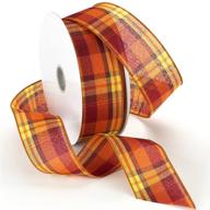 morex autumn hayride plaid wired fabric ribbon, pumpkin - 2-1/2 in x 50-yd: versatile fall decor & crafts ribbon logo