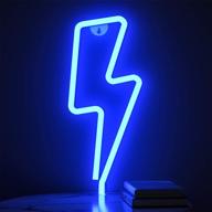 vibrant lightning bolt neon sign – ideal wall décor for bedroom, living room, bar, and party – battery or usb powered blue neon light by xiyunte логотип