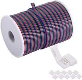 img 4 attached to 🌈 100ft C-able RGB Wire Extension Cable with Spool - 22 AWG 4Pin for 5050 3528 LED Lights Strip, Includes 8PCS RGB LED Strip Connectors