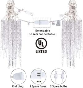 img 1 attached to 2 Packs Twinkling Crystal Icicle String Lights - Christmas Icicle Lights for Winter 🎄 Eave Window Holiday Outdoor Decoration, Connectable Waterproof Hanging Christmas Lights Plug in - 36 Sets