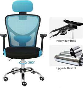 img 2 attached to 🪑 HOMEFUN Blue Ergonomic Mesh Office Chair with Adjustable Headrest and Backrest - Comfortable Computer Desk Chair with Swivel Rolling Function