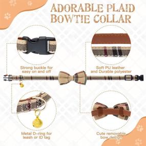 img 1 attached to 🐾 Stylish JIATECCO Bow Tie Dog Collar and Leash Set for Small-Medium Pets - Adjustable Plaid Design with Removable Bowtie and Gold Bell - Trendy Accessories for Dogs and Cats