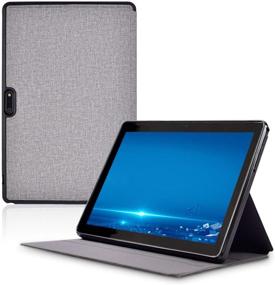 img 4 attached to Tablet Case and Stand for FLYINGTECH 10.1" 5G WiFi Tablet - Shockproof, Lightweight, Multi-Angle Viewing, and Leather Protective Cover in Gray